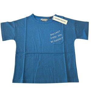 The Sunday Collective Boys Perisian Blue T-Shirt Size 6Y with Pocket 100% Cotton